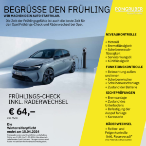 Frühlingscheck für deinen Opel bei der Pongruber Auto-Familie