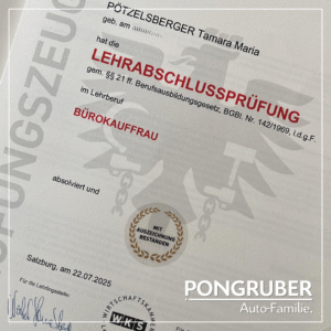 Lehre ausgezeichnet abgeschlossen bei der Pongruber Auto-Familie