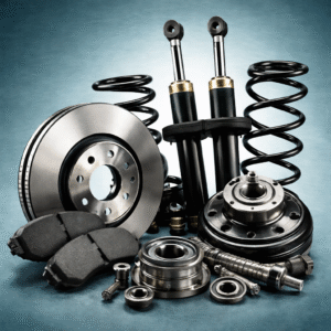 Automobilteile auf blauem Hintergrund Verschleißteile Reparatur bei Pongruber