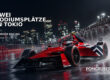 Roter Citroën Racing Formel-E-Rennwagen auf einer nächtlichen Rennstrecke in Tokio